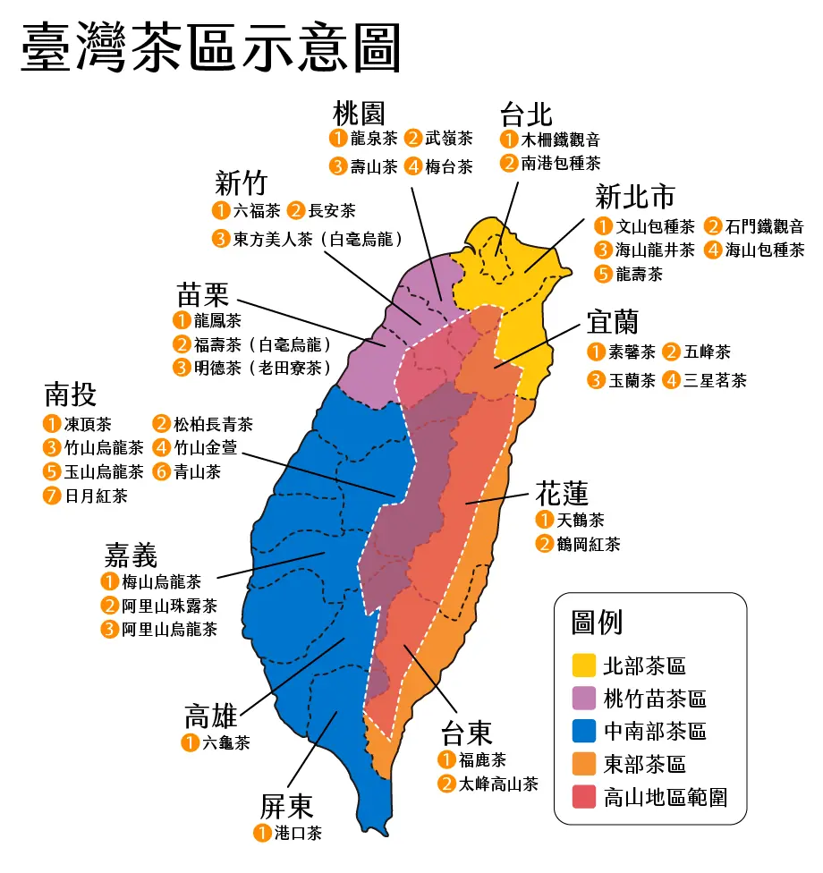 台灣茶區分布圖