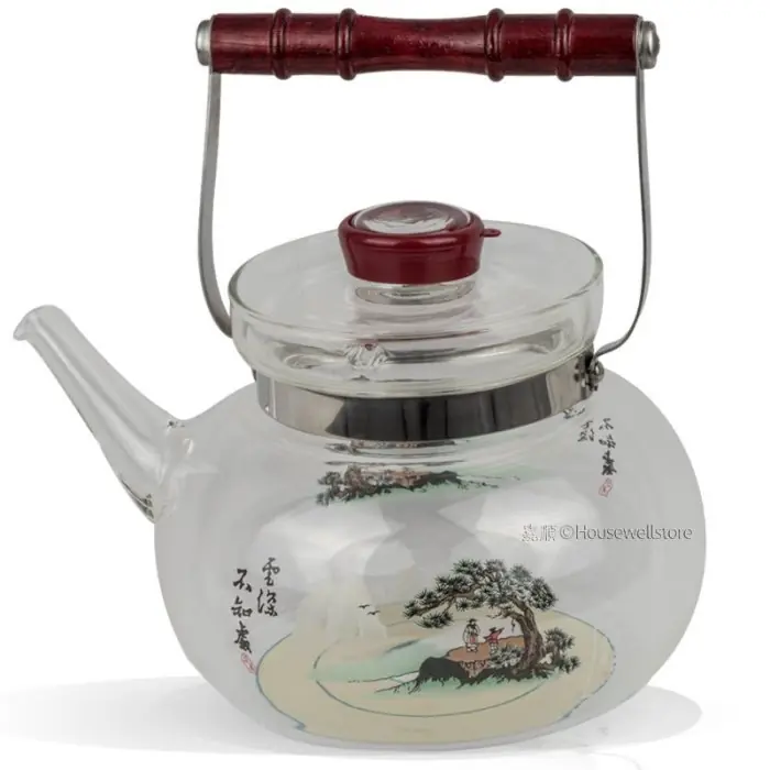 彩繪古畫的玻璃泡壺